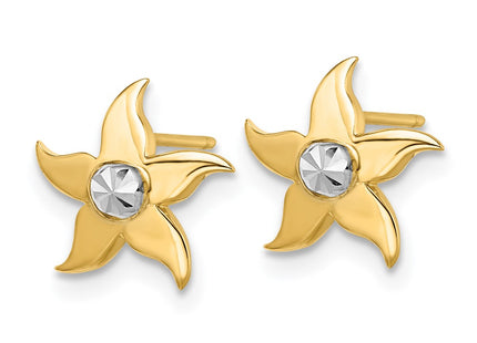 14k Yellow & Rhodium Earrings Style K9781E - Classique Jewelry Inc.