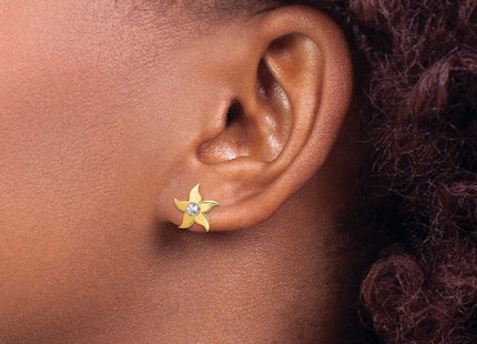 14k w/Rhodium Starfish Post Earrings (Style K9781E)