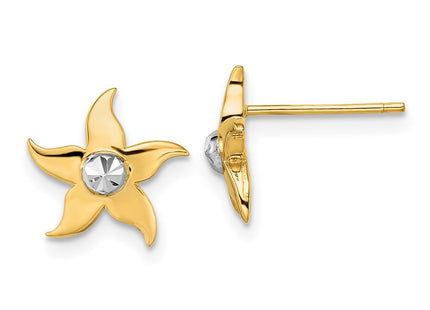 14k Yellow & Rhodium Earrings Style K9781E - Classique Jewelry Inc.