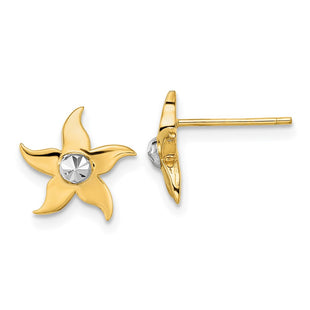 14k w/Rhodium Starfish Post Earrings (Style K9781E)