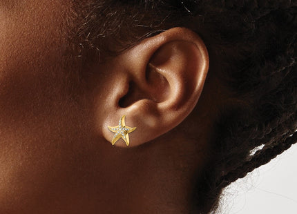 14K gold starfish earrings, another view