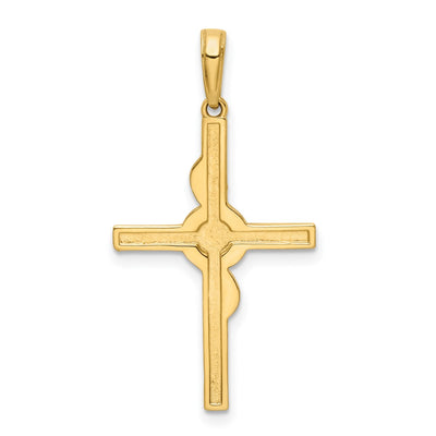 14K w/Rhodium D/C Cross Pendant, 32.39 x 17.47mm