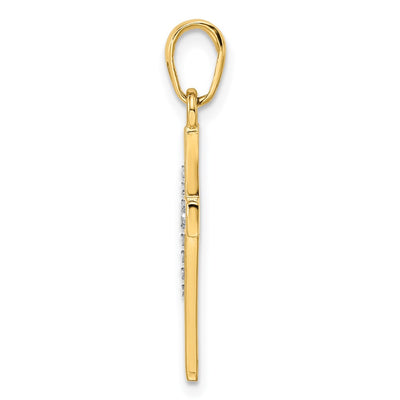 14K w/Rhodium D/C Cross Pendant, 28.35 x 12.34mm