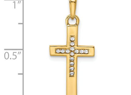 14K w/Rhodium D/C Cross Pendant, 28.35 x 12.34mm