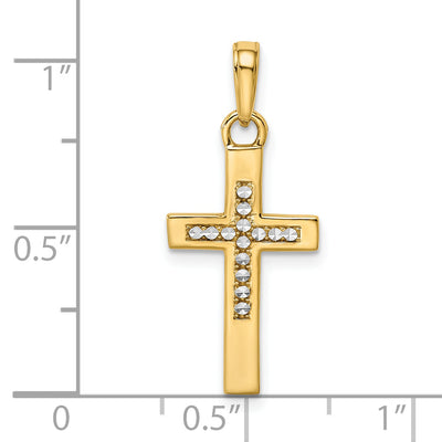 14K w/Rhodium D/C Cross Pendant, 28.35 x 12.34mm