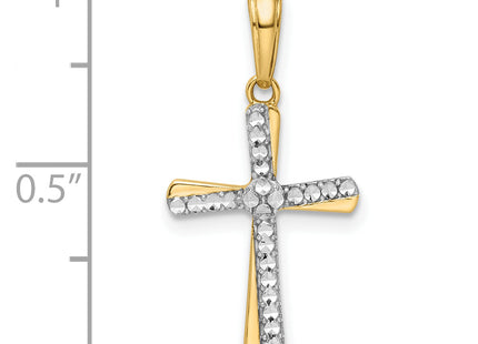 14K w/Rhodium D/C Cross Pendant, 24.41 x 12.82mm