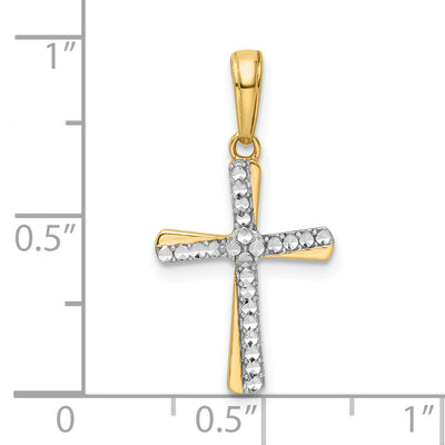 14K w/Rhodium D/C Cross Pendant, 24.41 x 12.82mm