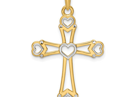 14k Yellow & Rhodium Pendants Style K9790 - Classique Jewelry Inc.