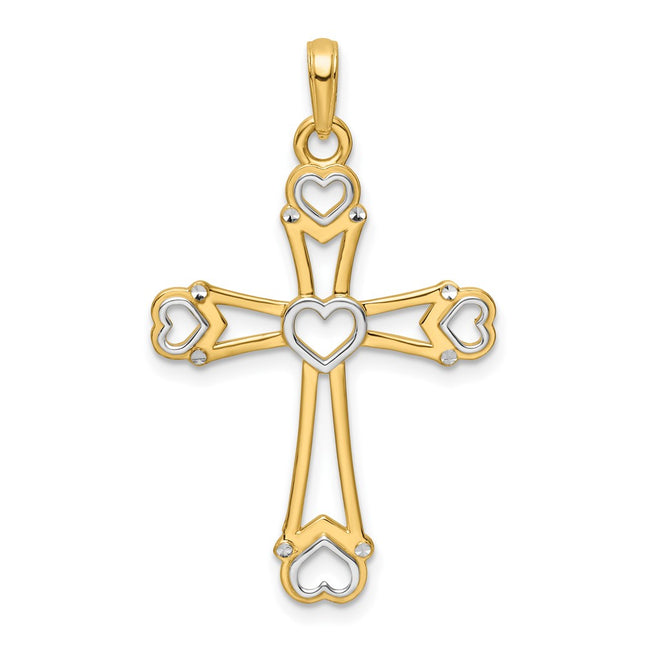 14k Yellow & Rhodium Pendants Style K9790 - Classique Jewelry Inc.