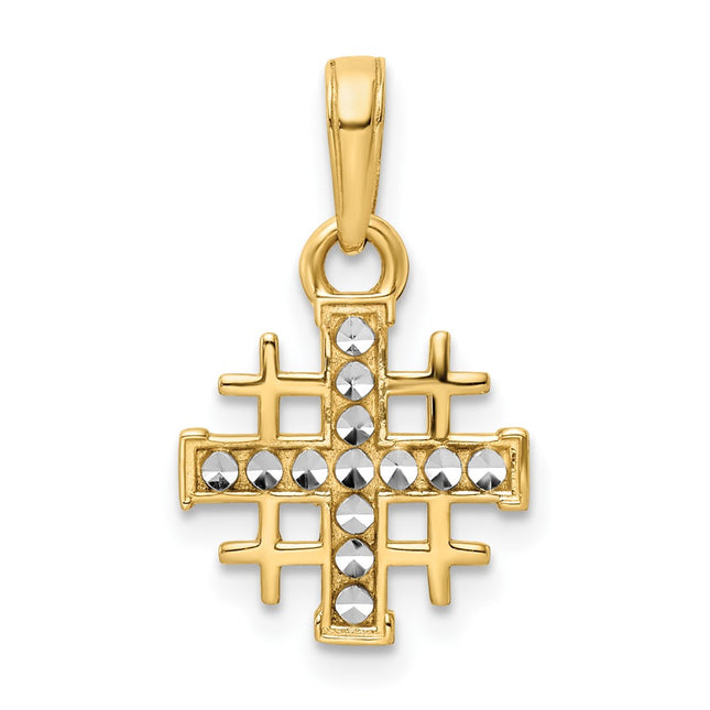 14k Yellow & Rhodium Pendants Style K9795 - Classique Jewelry Inc.