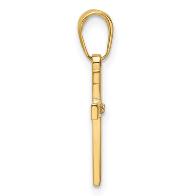 14K w/Rhodium D/C Cross Pendant, 22.22 x 9.73mm
