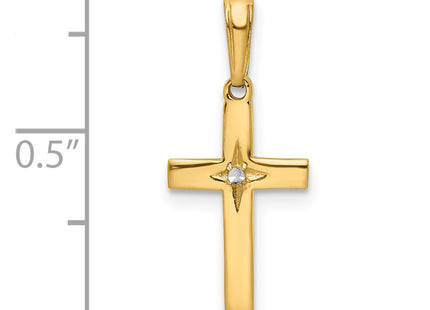14K w/Rhodium D/C Cross Pendant, 22.22 x 9.73mm