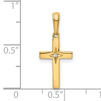 14K w/Rhodium D/C Cross Pendant, 22.22 x 9.73mm