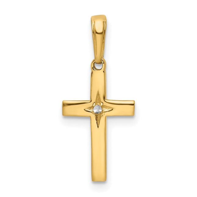 14K w/Rhodium D/C Cross Pendant, 22.22 x 9.73mm