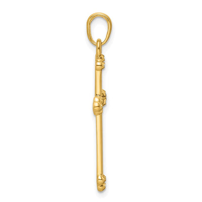 14K w/Rhodium D/C Cross Pendant, 35.1 x 20.1mm
