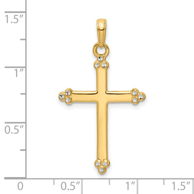 14K w/Rhodium D/C Cross Pendant, 35.1 x 20.1mm