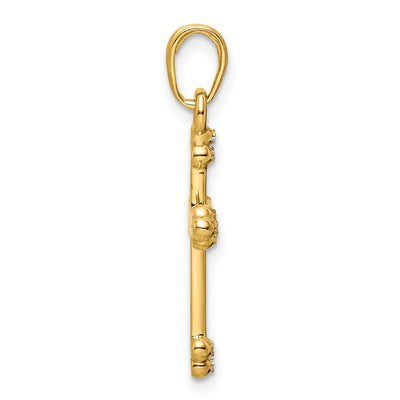 14K w/Rhodium D/C Cross Pendant, 27.84 x 16.16mm