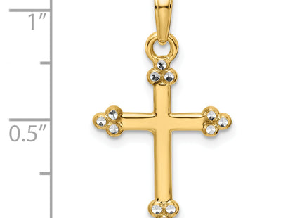 14K w/Rhodium D/C Cross Pendant, 27.84 x 16.16mm