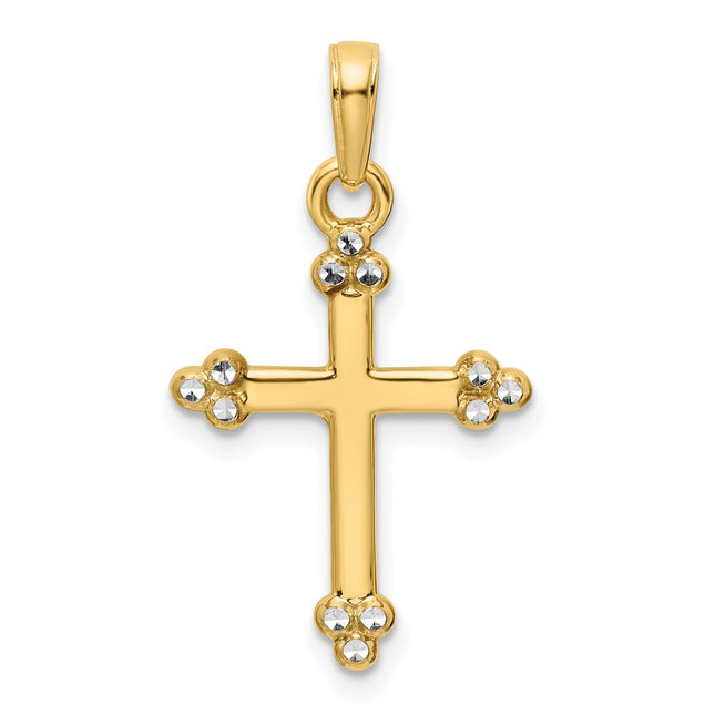 14K w/Rhodium D/C Cross Pendant, 27.84 x 16.16mm