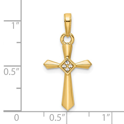 14K w/Rhodium D/C Cross Pendant, 27.33 x 13.71mm