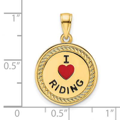 14K I Heart Horses/I Heart Riding Enameled Reversible Pendant