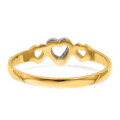 14K Two-tone Gold Hearts Ring