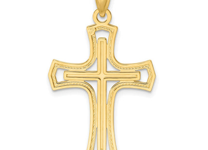 14K Polished Double Cross Pendant (Style K9875)