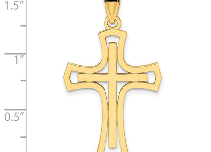 14K Polished Double Cross Pendant (Style K9875)