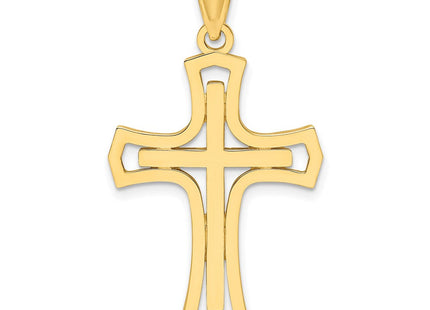 14K Polished Double Cross Pendant (Style K9875)