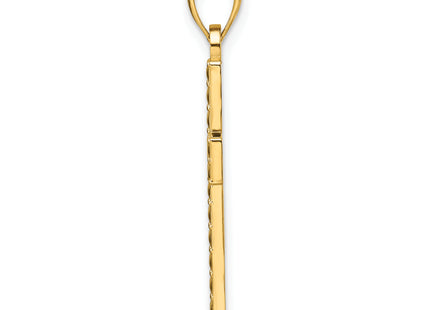 14k Polished Textured Cross Pendant, 33.25 x 16mm