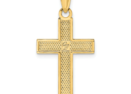 14k Polished Textured Cross Pendant, 33.25 x 16mm