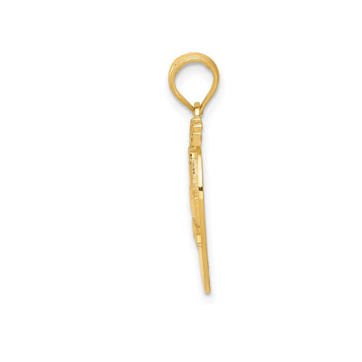 14K Solid NEW YORK Skyline on Small Apple Pendant