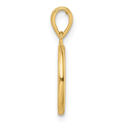 14K Polished Tree of Life Circle Pendant