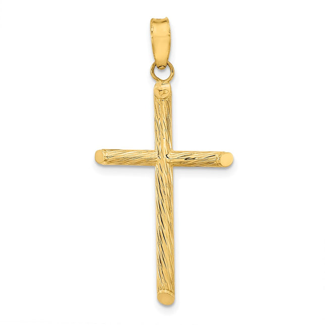 14K Polished & Textured Fancy Cross Pendant, 38.5 x 18.22mm
