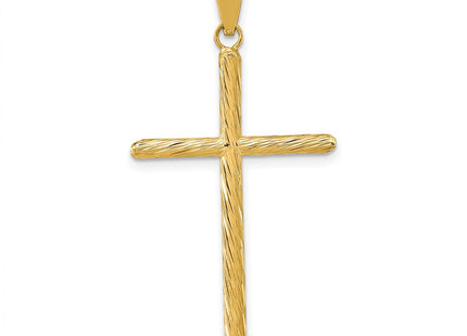 14K Polished & Textured Fancy Cross Pendant (Style K9950)