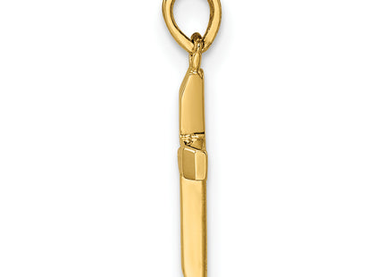 14K Polished Tapered Ends Hollow Cross Pendant