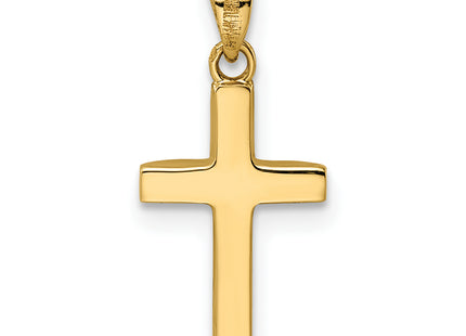 14K Polished Tapered Ends Hollow Cross Pendant