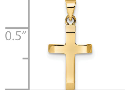 14K Polished Tapered Ends Hollow Cross Pendant