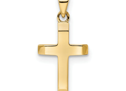 14K Polished Tapered Ends Hollow Cross Pendant
