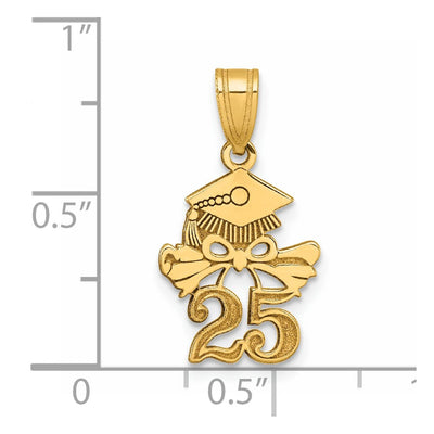 14K Graduation Cap and Diploma - 2025 Charm, 21.45 x 12mm
