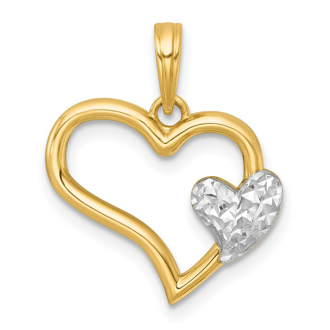 14k Yellow & Rhodium Pendants Style K9994 - Classique Jewelry Inc.