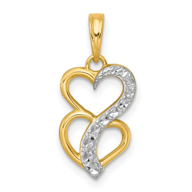 14k Yellow & Rhodium Pendants Style K9995 - Classique Jewelry Inc.