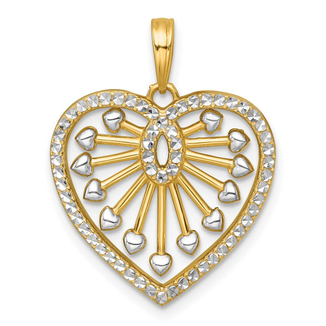 14k Yellow & Rhodium Pendants Style K9996 - Classique Jewelry Inc.