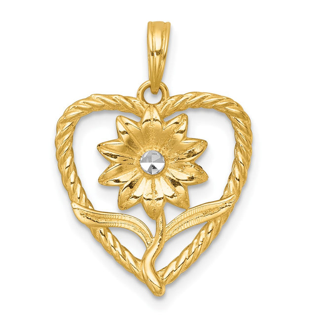 14k Yellow & Rhodium Pendants Style K9997 - Classique Jewelry Inc.