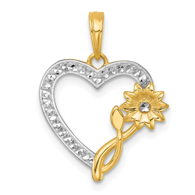 14k Yellow & Rhodium Pendants Style K9998 - Classique Jewelry Inc.