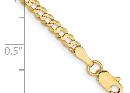 14K Lightweight Flat Cuban with Lobster Clasp Bracelet (Style LCB080-7)