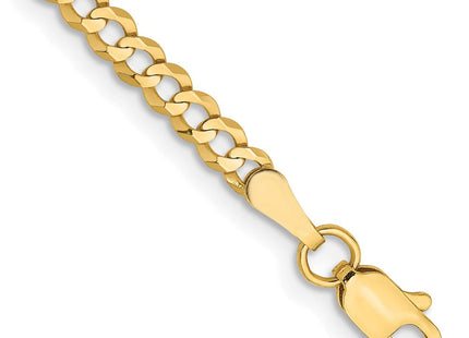 14K Lightweight Flat Cuban with Lobster Clasp Bracelet (Style LCB080-7)