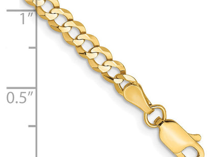 14K Lightweight Flat Cuban with Lobster Clasp Bracelet (Style LCB100-7)