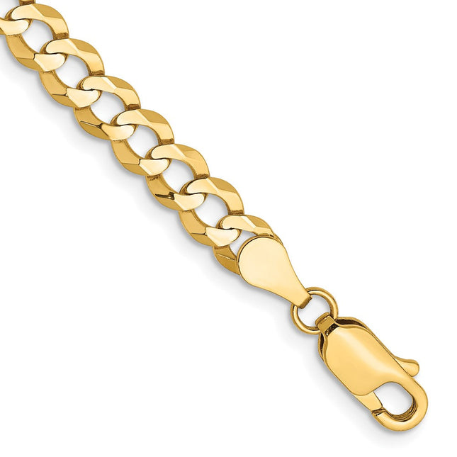 14K Lightweight Flat Cuban with Lobster Clasp Bracelet, 16 x 4.7mm