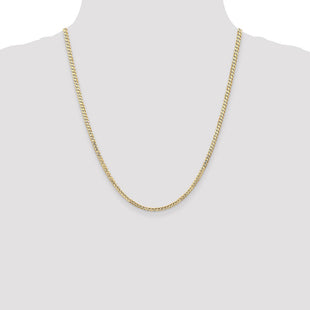 14K Open Concave Curb with Lobster Clasp Chain (Style LCR080-22)